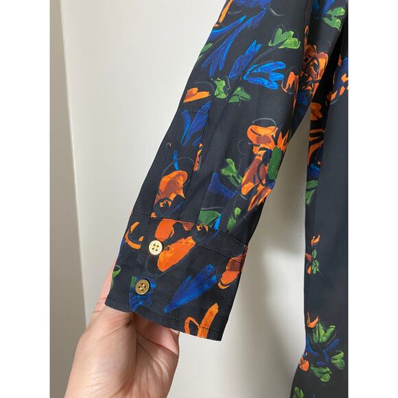 NEW TORY BURCH DRESS BLACK CORA FLORAL RUFFLE ASYMMETRICAL CREPE PLEATED SHORT - Picture 10 of 15